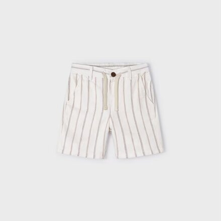 Mayoral Striped Linen Shorts {Oat/Khaki}