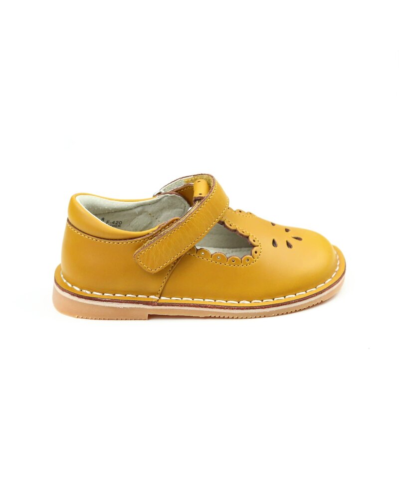 Angie Scalloped T-Strap MJ ~ Mustard
