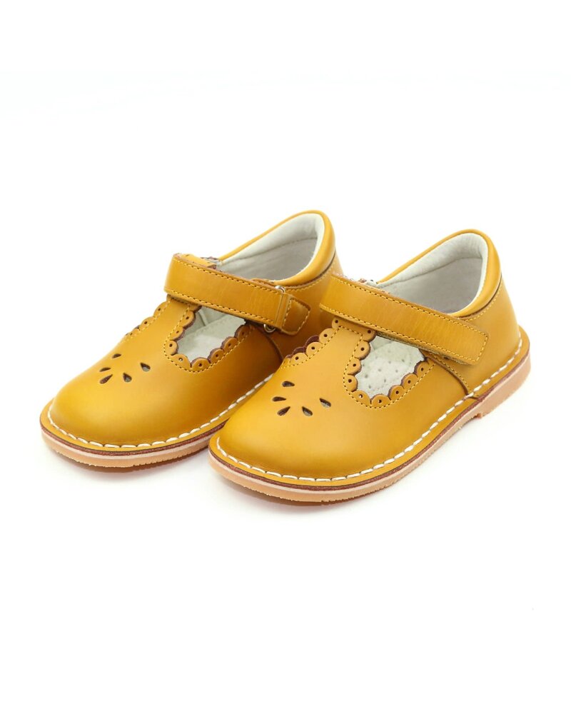 Angie Scalloped T-Strap MJ ~ Mustard