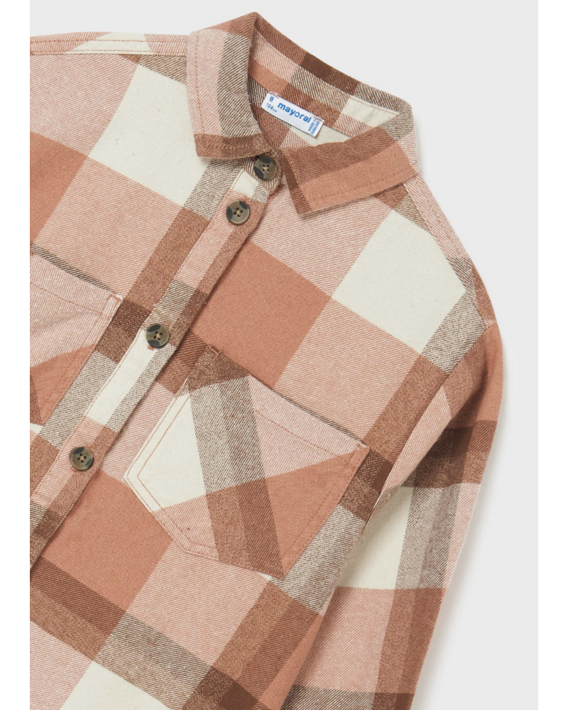 Mayoral Checked Overshirt w/ Suede Pant Set {Rose}