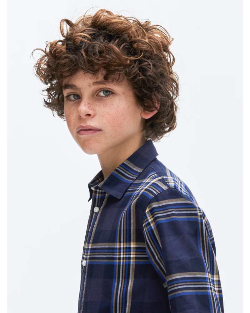 Mayoral Plaid Shirt {Nvy/Tan/Ryl} Tween
