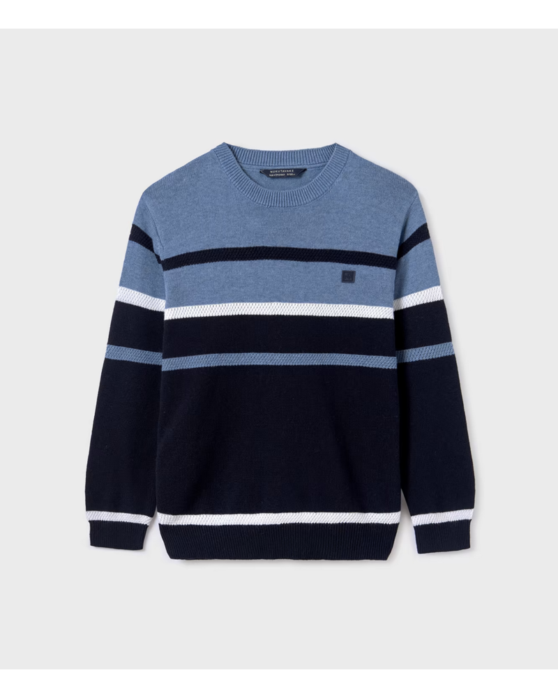 Mayoral Striped Sweater {Nvy/Wht/Denim}  Tween