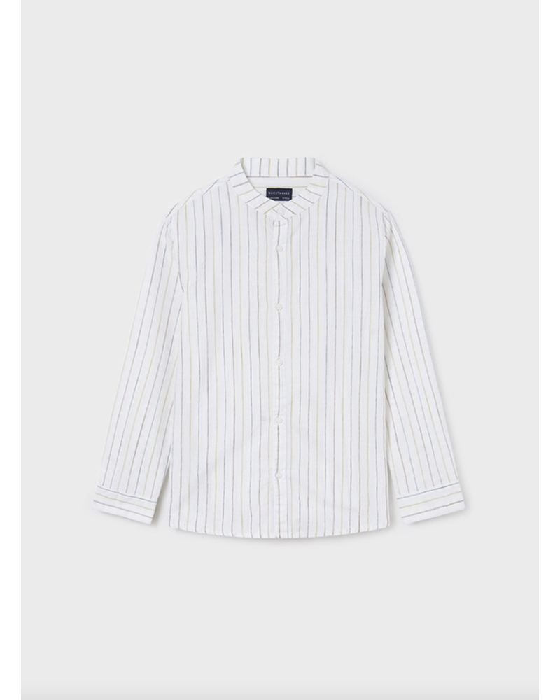 Mayoral Long Sleeve Striped Shirt {Wht/Lime} Tween