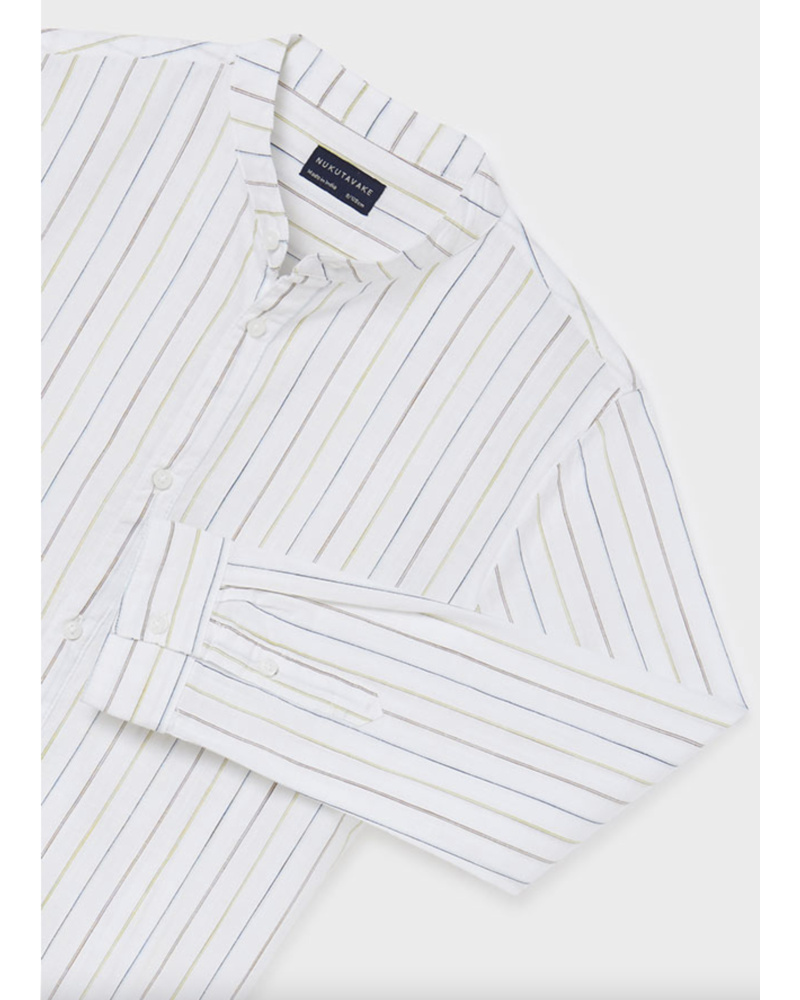Mayoral Long Sleeve Striped Shirt {Wht/Lime} Tween