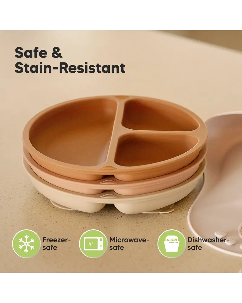 KeaBabies 3-Pack Prep Suction Plates