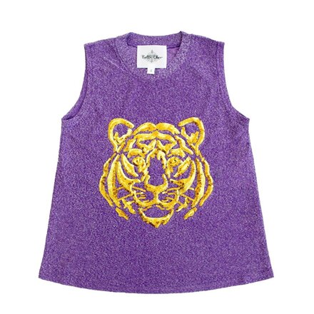 Belle Cher Tiger Face Glitter Tank {Purple}