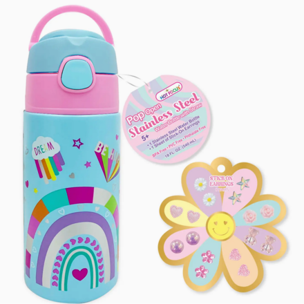Hot Focus Inc. Pop Open Stainless Steel Water Bottle {Rainbow}