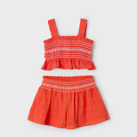 Mayoral Smocked Short Set {Paprika}