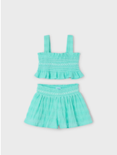 Mayoral Smocked Short Set {Aqua}