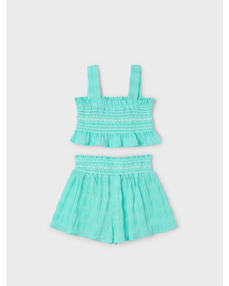 Mayoral Smocked Short Set {Aqua}