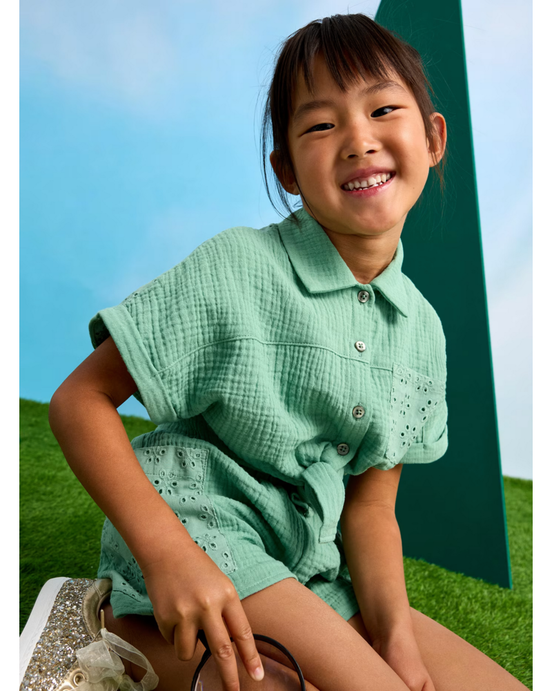 Mayoral Eyelet Short Set {Mint}