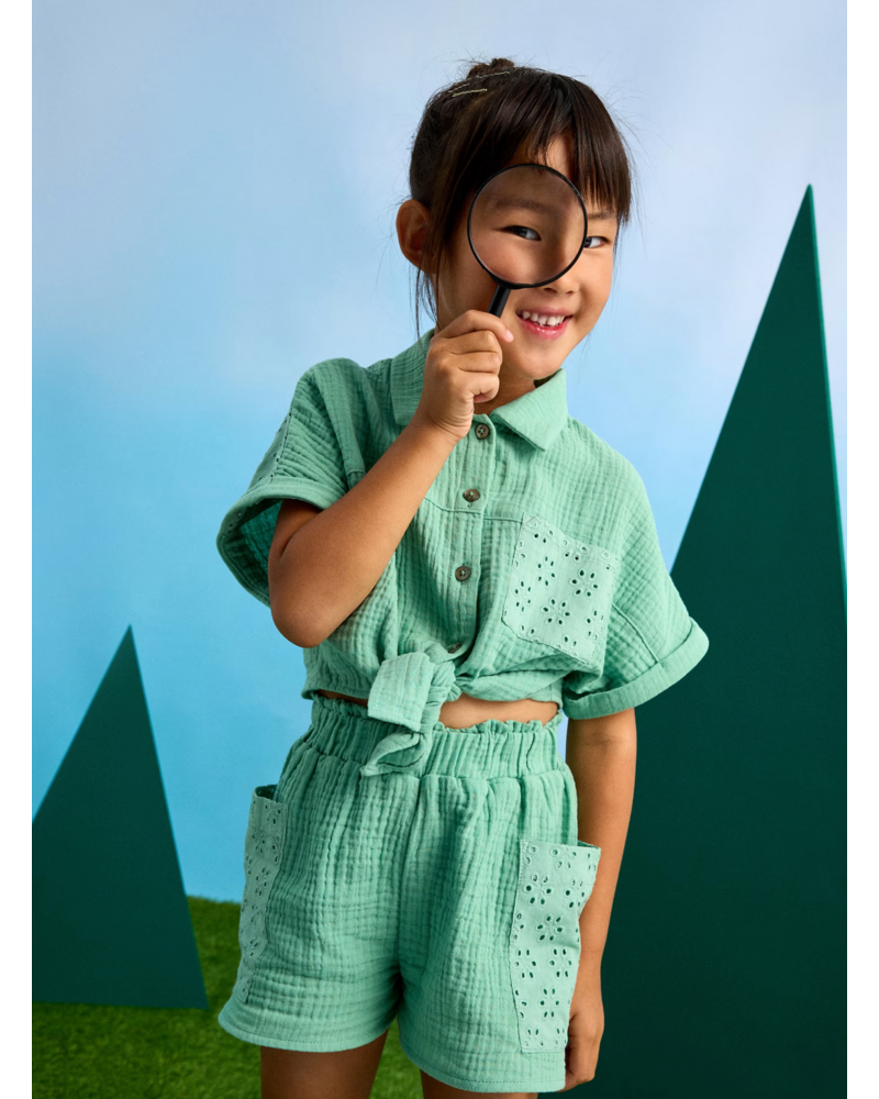 Mayoral Eyelet Short Set {Mint}