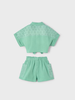 Mayoral Eyelet Short Set {Mint}