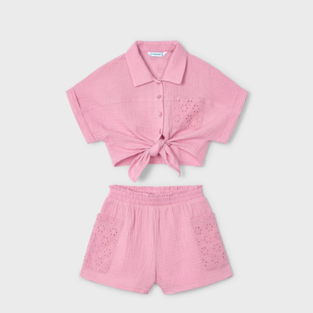 Mayoral Eyelet Short Set {Blush}