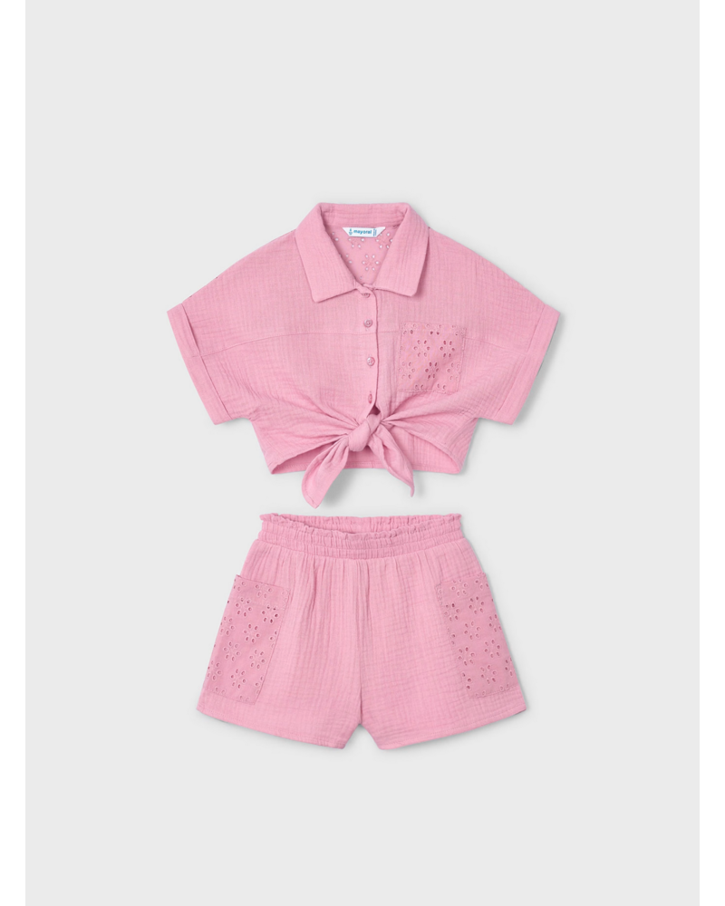 Mayoral Eyelet Short Set {Blush}