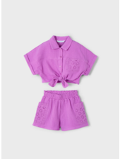 Mayoral Eyelet Short Set {Orchid}