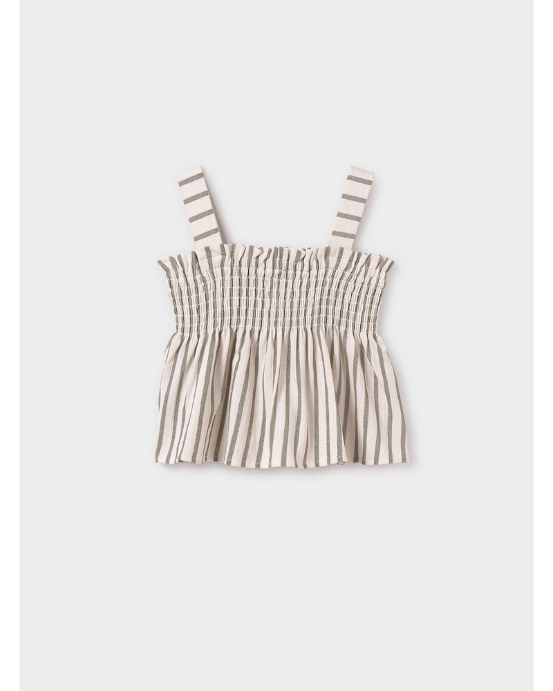 Mayoral Stripe Short Set {Ivory/Leaf}
