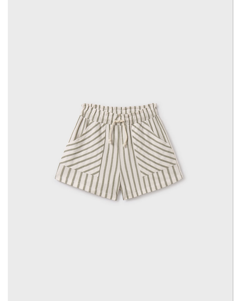 Mayoral Stripe Short Set {Ivory/Leaf}