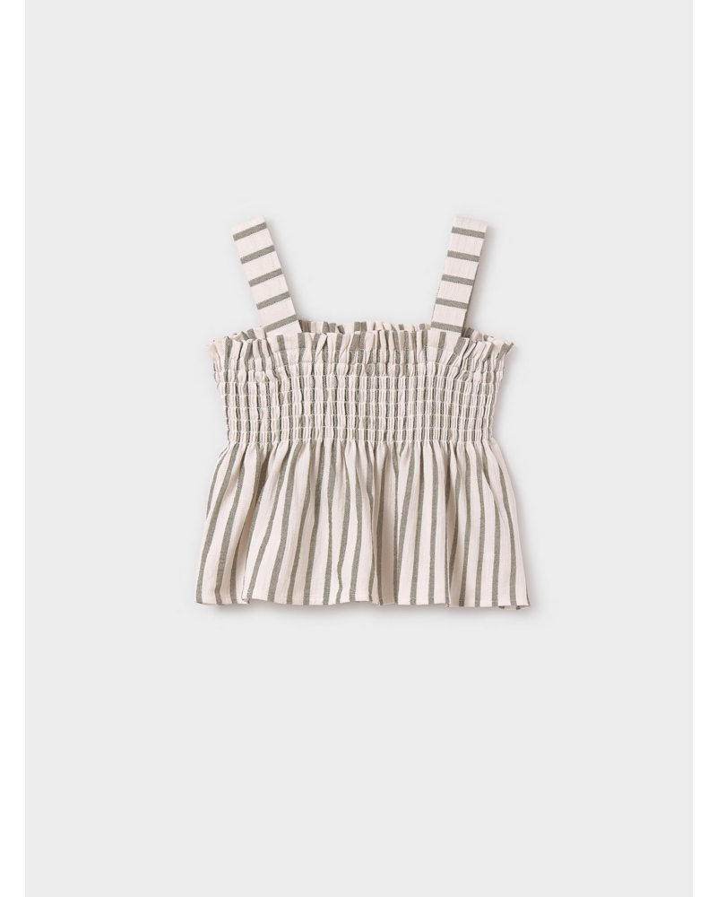 Mayoral Stripe Short Set {Ivory/Leaf}