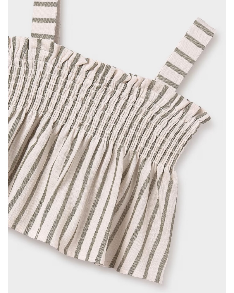 Mayoral Stripe Short Set {Ivory/Leaf}