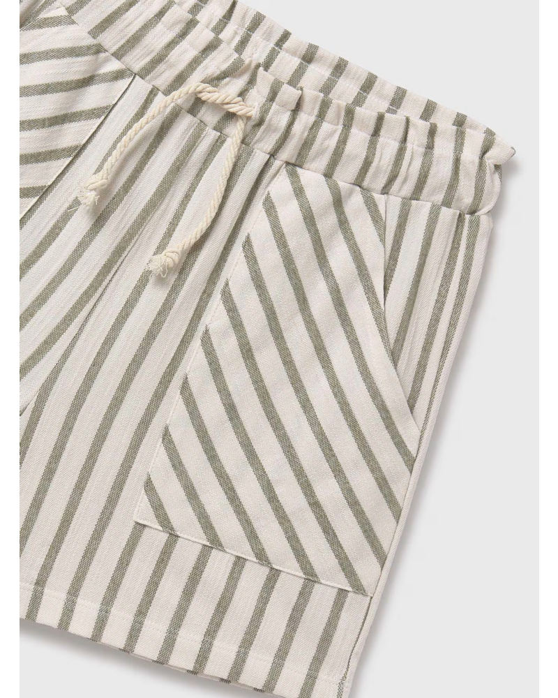 Mayoral Stripe Short Set {Ivory/Leaf}