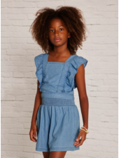 Mayoral Ruffle Top Short Set {Denim}