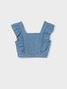 Mayoral Ruffle Top Short Set {Denim}