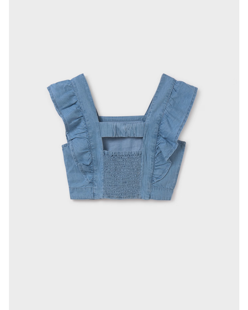 Mayoral Ruffle Top Short Set {Denim}
