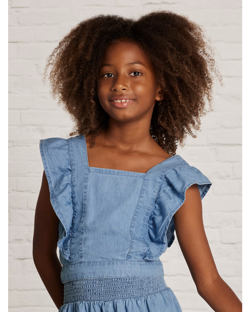 Mayoral Ruffle Top Short Set {Denim}