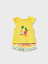 Mayoral Fruit Ruffle Shirt Set {Yellow}