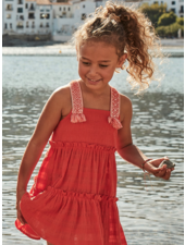 Mayoral Applique Strap Tiered Dress {Paprika}