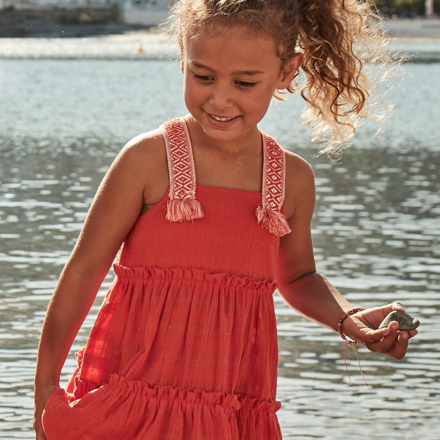 Mayoral Applique Strap Tiered Dress {Paprika}