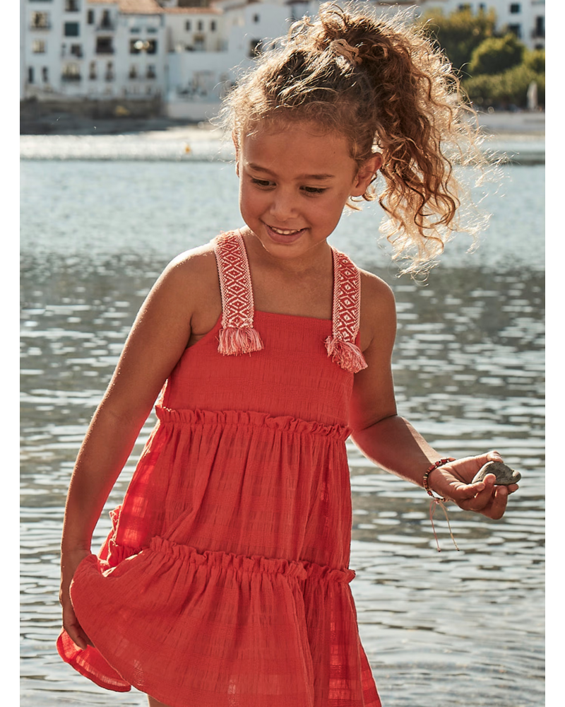 Mayoral Applique Strap Tiered Dress {Paprika}