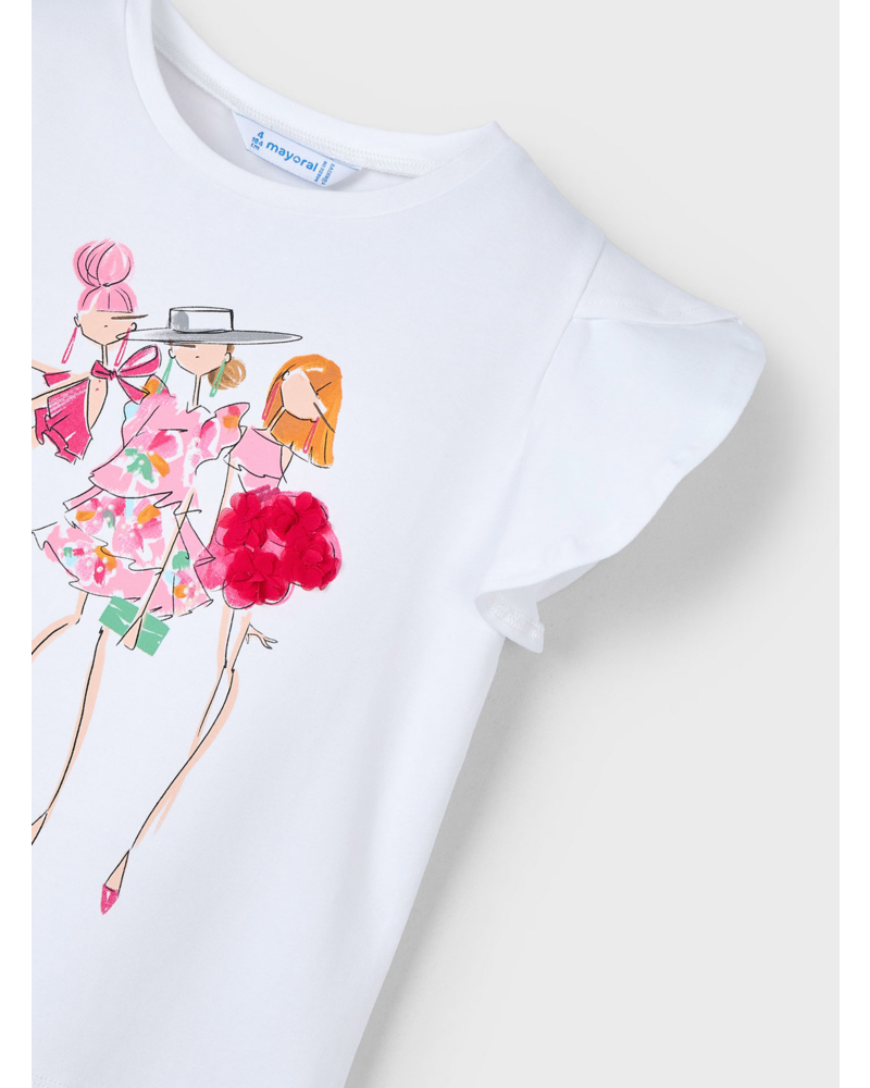 Mayoral Girlfriends Floral T-Shirt {White}