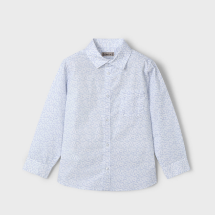 Mayoral Pattern Shirt w/ Twill Pants {Light Blue/Royal}