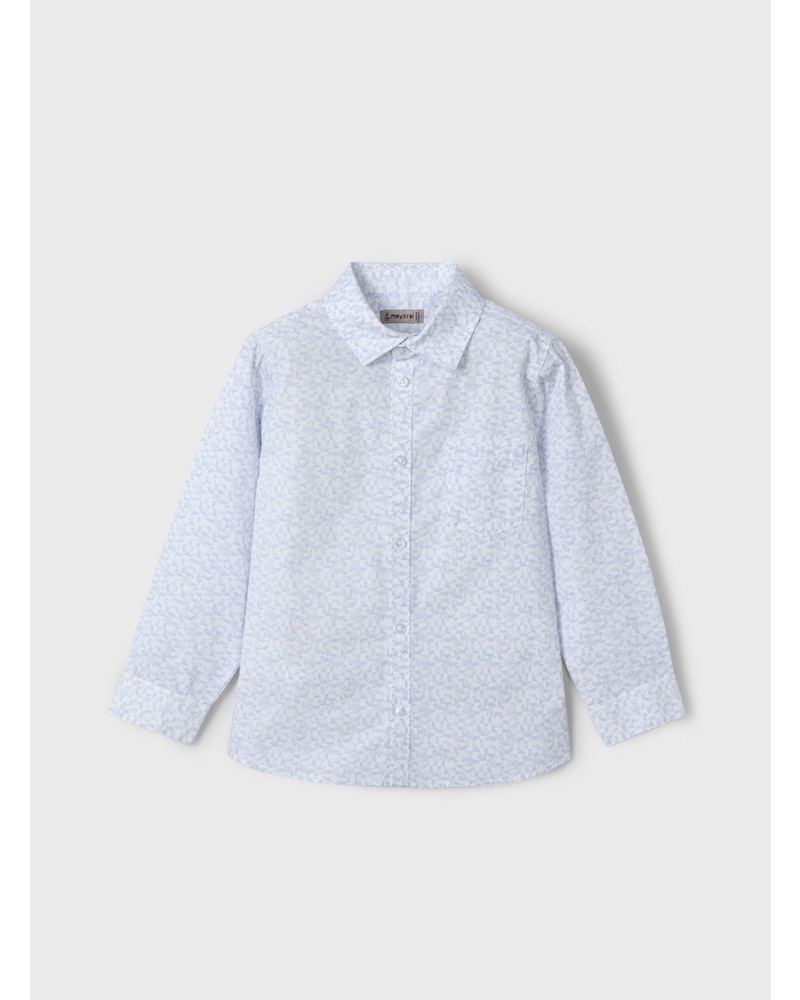 Mayoral Pattern Shirt w/ Twill Pants {Light Blue/Royal}