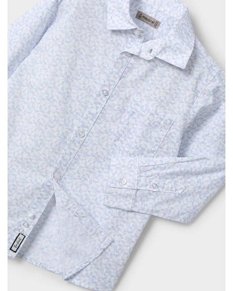 Mayoral Pattern Shirt w/ Twill Pants {Light Blue/Royal}