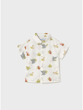 Mayoral Animal Shirt w/ Short Set {White/Sage}