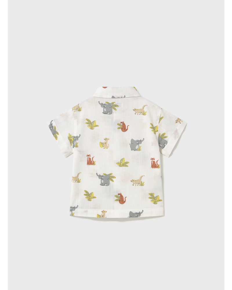 Mayoral Animal Shirt w/ Short Set {White/Sage}