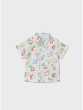 Mayoral Tropical Van Shirt w/ Short Set {White/Lt. Blue}