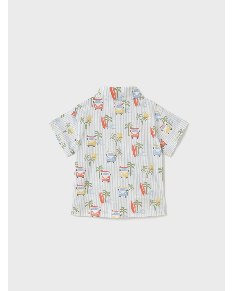 Mayoral Tropical Van Shirt w/ Short Set {White/Lt. Blue}