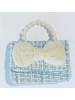 Sparkle Sisters Tweed Pearl Bow Purse {Blue}