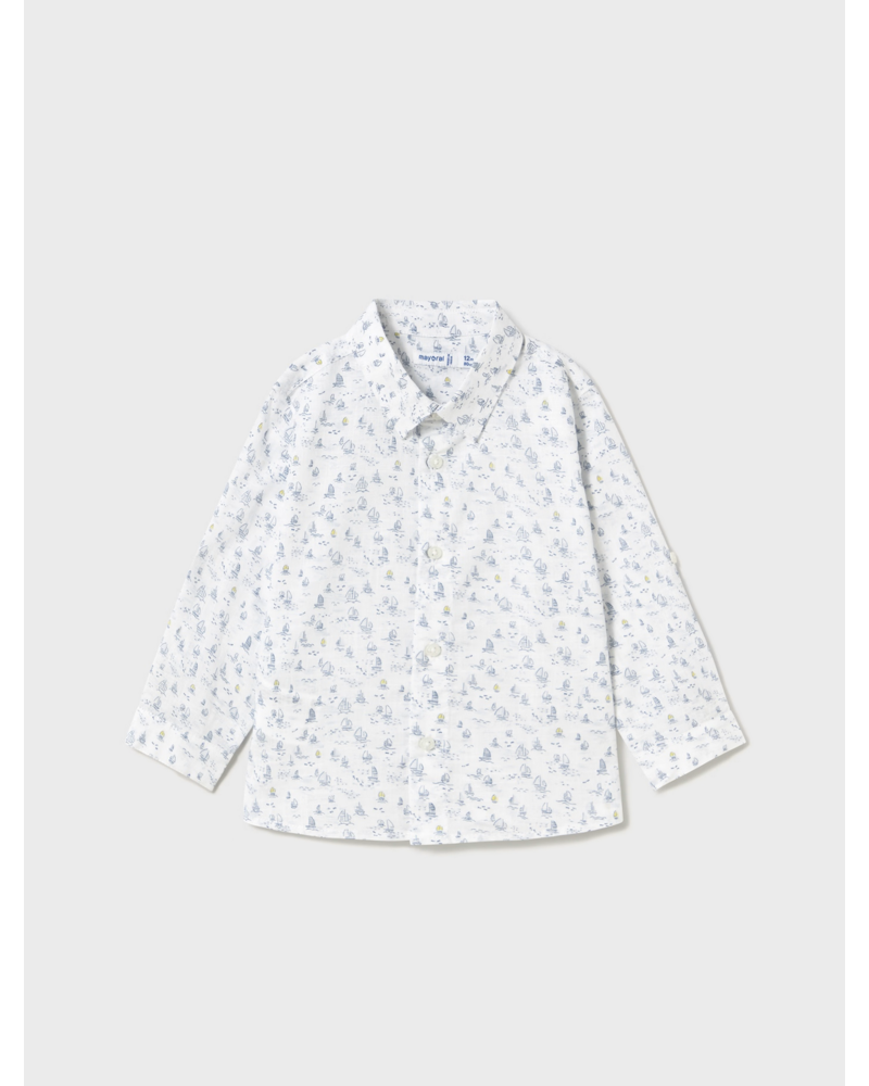 Mayoral Sailboat Shirt w/ Short Set {White/Royal}