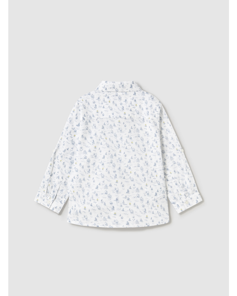 Mayoral Sailboat Shirt w/ Short Set {White/Royal}