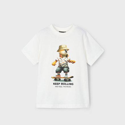 Mayoral Skateboard Shirt w/ Swim Trunk Set {White/Graphite}