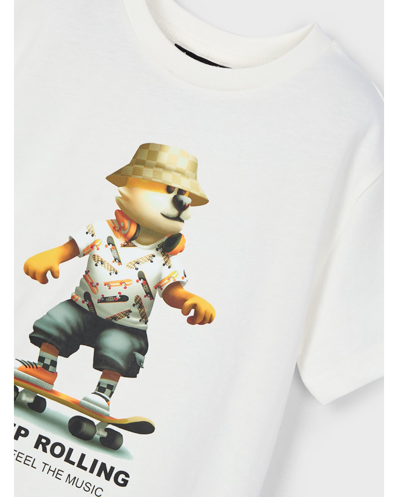Mayoral Skateboard Shirt w/ Swim Trunk Set {White/Graphite}