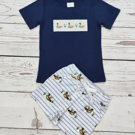 Sassy Kids Palace Mallard Duck Applique' Set {Navy}