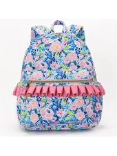 Sassy Kids Palace Floral Ruffle Backpack {Blue/Pink}