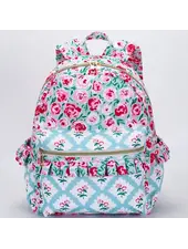 Sassy Kids Palace Floral Ruffle Backpack {Pink/Lt. Blue}