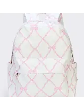 Sassy Kids Palace Bow Print Backpack {White/Pink}